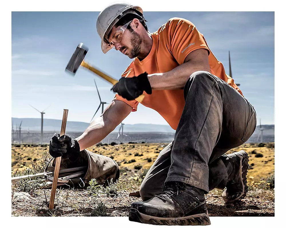 Construction worker wearing Ridgework boots