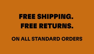 Orange square that reads: Free Shipping, Free Returns on all standard orders.