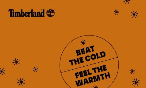 Image of a Timberland Gift Card that reads: Beat the cold, feel the warmth.